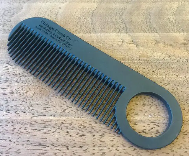 Alt view image 5 of 7 - Model 2 Carbon Fiber, Made in USA, Anti-static, 4 inches (10 cm) long, Fine-tooth, Pocket & Travel comb, for Thinner Hair, Beard & Mustache comb