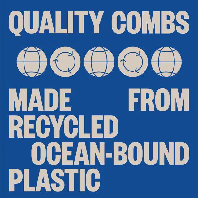 Alt view image 7 of 7 - Quality Hair Comb for Men and Women, Recycled Ocean Plastic, 7 Inches length perfect for home and travel, Wide and Fine Tooth for thick, thin, wavy, straight and curly hair styling - BLUE