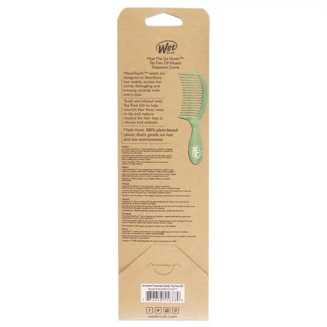 Alt view image 4 of 4 - Go Green Tea Tree Oil Infused Treatment Comb - Wide Tooth Hair Detangler with WaveTooth Design that Gently and Glides Through Tangles - No Split Ends and No Damage