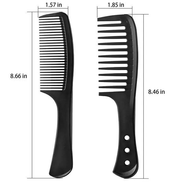 Alt view image 2 of 6 - 2-Pack Professional Comb Set - Wide + Fine Tooth