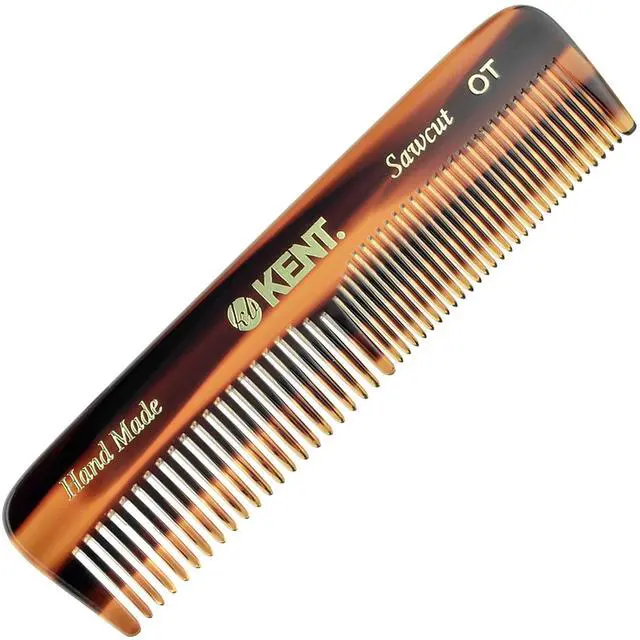 Main image of OT Tortoise Pocket Comb - Handmade Fine and Wide Tooth Hair Comb for Men, Women, and Kids - Travel, Beard, and Mustache Comb - Saw Cut and Hand Polished Made in England
