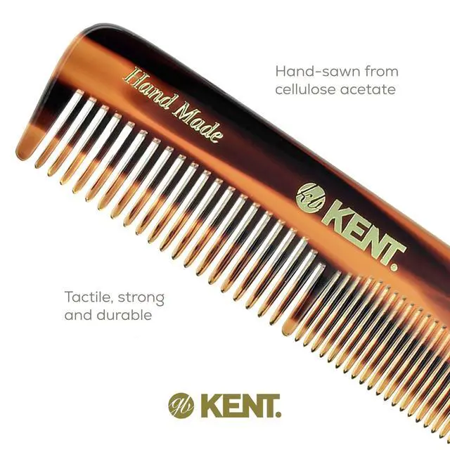 Alt view image 4 of 7 - OT Tortoise Pocket Comb - Handmade Fine and Wide Tooth Hair Comb for Men, Women, and Kids - Travel, Beard, and Mustache Comb - Saw Cut and Hand Polished Made in England