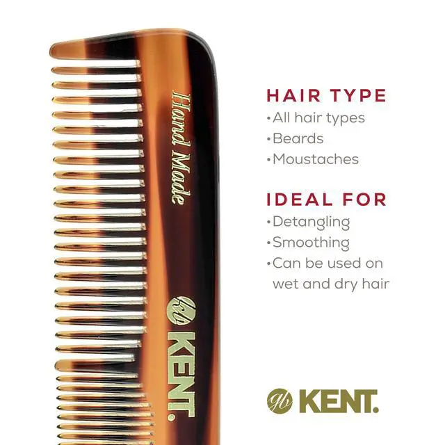 Alt view image 5 of 7 - OT Tortoise Pocket Comb - Handmade Fine and Wide Tooth Hair Comb for Men, Women, and Kids - Travel, Beard, and Mustache Comb - Saw Cut and Hand Polished Made in England