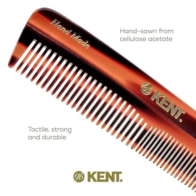 Alt view image 5 of 7 - R7T Fine and Wide Tooth Hair Comb, Handmade Pocket Comb for Men, Beard and Mustache Combs for Everyday Grooming and Styling, Sawcut Kent Combs, Made in England