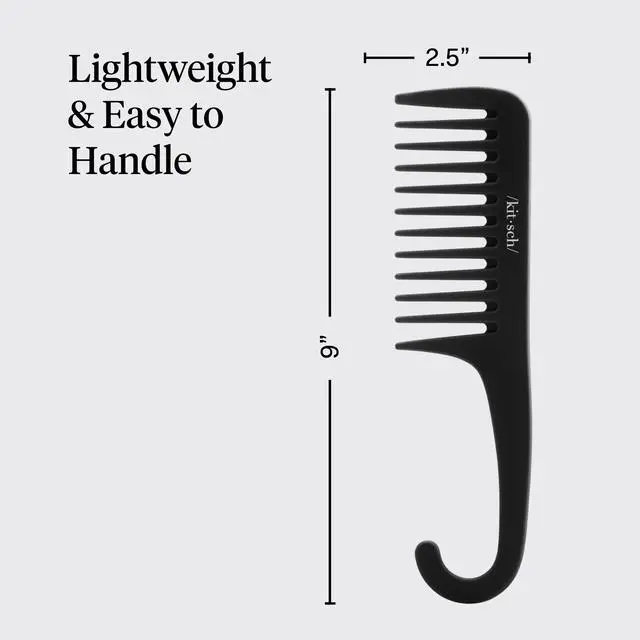 Alt view image 4 of 7 - Wide Tooth Comb For Curls - Curved Handle Detangling Tool for Curly, Wet & Thick Hairs, Frizz-Free Shower Comb for Women, Easy Everyday Hair Care at Home or On-the-go - Black