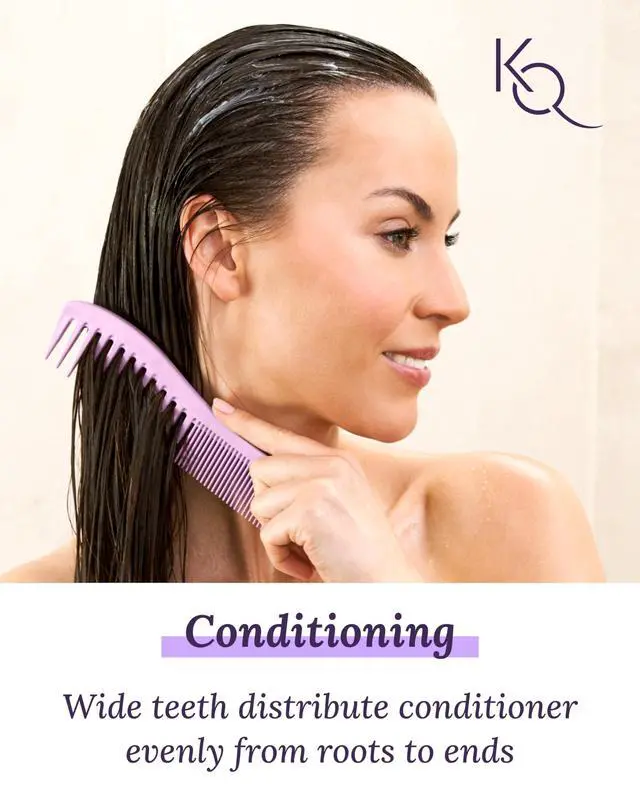 Alt view image 4 of 7 - Detangling Hair Comb for Women - 2-Sided Gentle Styling Comb With Wide and Fine Teeth - Conditioning and Detangling Comb for Thin, Thick, Curly, Straight, and All Other Womens Hair Types