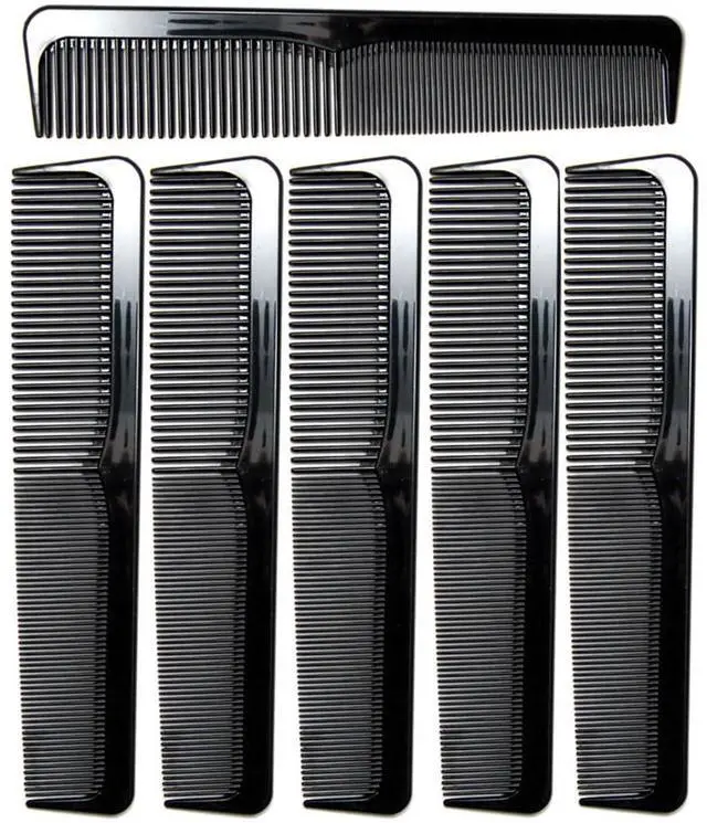 Main image of 6 Pack Barber Comb Set, 9 Inch Professional Hair Combs for Men & Women, Fine & Wide Tooth Dressing Comb, Detangling Styling Cutting Comb for Thick Curly Straight Wet Dry Hair, Black