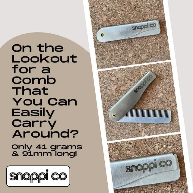 Alt view image 2 of 5 - Metal Folding Beard Comb | 304 Stainless Steel Pocket Comb for Men for Beard Grooming, Hair Styling & Moustache Care | Compact Flip Comb, Portable Mens EDC Accessories | Includes Gift Box
