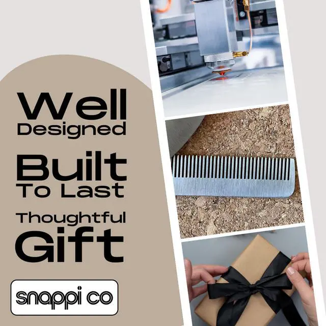 Alt view image 3 of 5 - Metal Folding Beard Comb | 304 Stainless Steel Pocket Comb for Men for Beard Grooming, Hair Styling & Moustache Care | Compact Flip Comb, Portable Mens EDC Accessories | Includes Gift Box