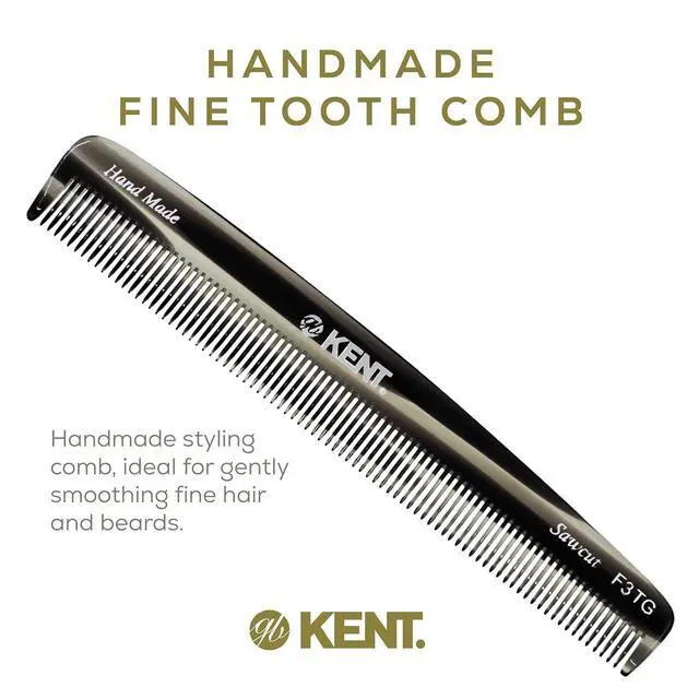 Alt view image 3 of 7 - F3T Black Graphite Fine Tooth Comb - Hair Parting and Straightening Comb for Men's & Women's Dandruff Remover, Saw Cut and Hand Polished Made in England