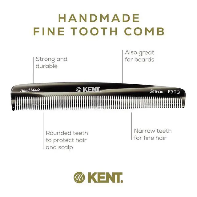 Alt view image 4 of 7 - F3T Black Graphite Fine Tooth Comb - Hair Parting and Straightening Comb for Men's & Women's Dandruff Remover, Saw Cut and Hand Polished Made in England