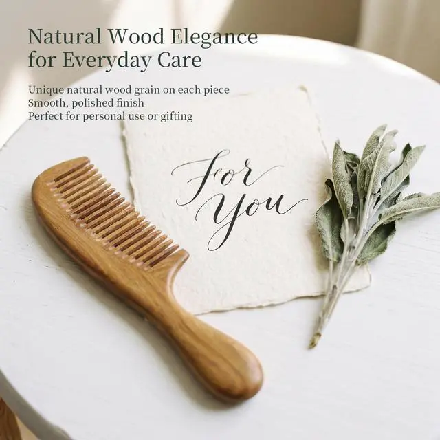 Alt view image 4 of 7 - Handmade 100% Natural Green Sandalwood Hair Combs - Anti-Static Sandalwood Scent Natural Hair Detangler Wooden Comb (Wide Tooth),1 Count (Pack of 1)