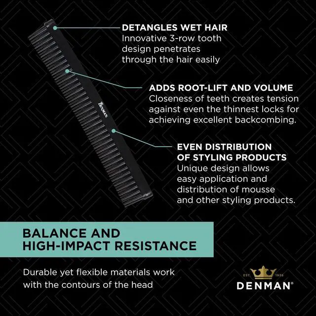 Alt view image 5 of 6 - Jack Dean by (Black) Curl Volumiser Comb for Separating, Styling, Defining, Enhancing & Boosting Curls (D12)