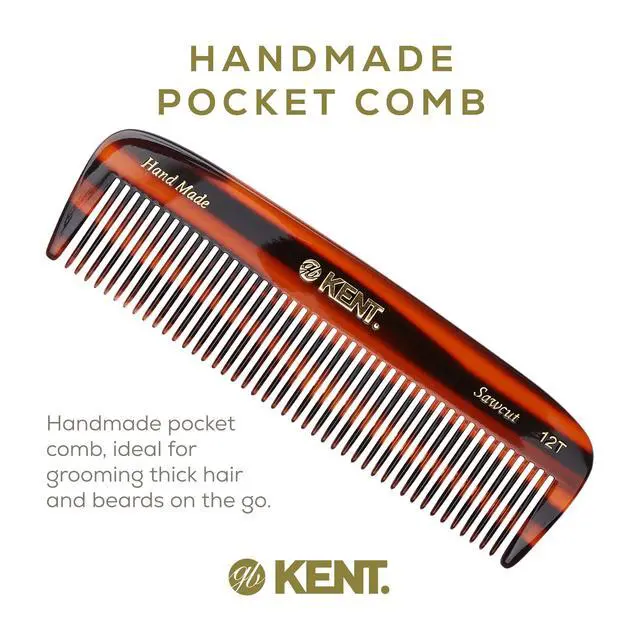 Alt view image 3 of 7 - 12T Wide Tooth Detangling Comb - Handmade Pocket Comb for Thick, Curly, and Wavy Hair, Large Tooth for Grooming Hair, Beard, and Mustache - Saw-Cut and Hand Polished