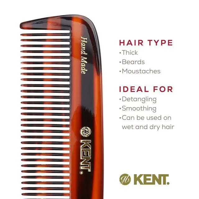 Alt view image 6 of 7 - 12T Wide Tooth Detangling Comb - Handmade Pocket Comb for Thick, Curly, and Wavy Hair, Large Tooth for Grooming Hair, Beard, and Mustache - Saw-Cut and Hand Polished