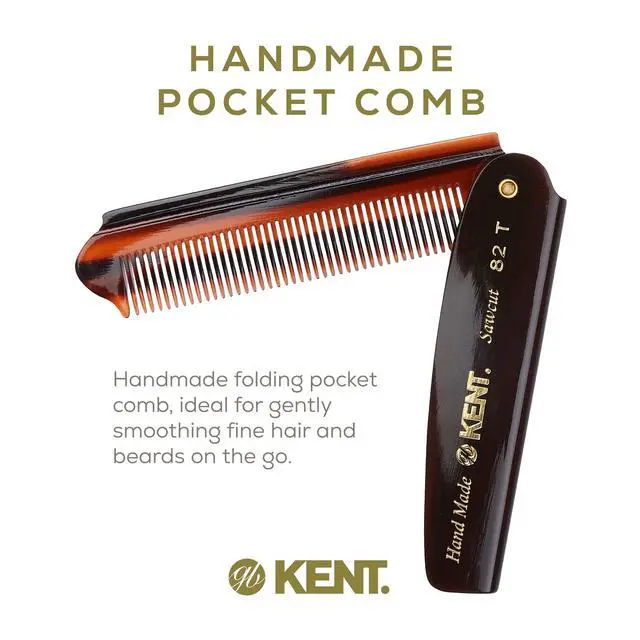 Alt view image 3 of 7 - 82T Handmade Folding Pocket Comb for Men, Fine Tooth Hair Comb Straightener for Everyday Grooming Styling Hair, Beard or Mustache, Use Dry or with Balms, Saw Cut Hand Polished, Made in England