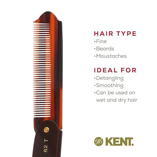Alt view image 6 of 7 - 82T Handmade Folding Pocket Comb for Men, Fine Tooth Hair Comb Straightener for Everyday Grooming Styling Hair, Beard or Mustache, Use Dry or with Balms, Saw Cut Hand Polished, Made in England