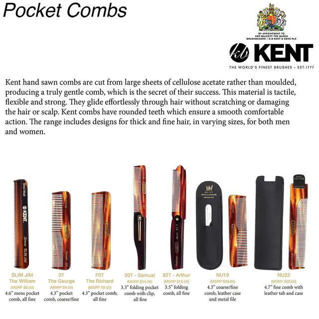 Alt view image 7 of 7 - 82T Handmade Folding Pocket Comb for Men, Fine Tooth Hair Comb Straightener for Everyday Grooming Styling Hair, Beard or Mustache, Use Dry or with Balms, Saw Cut Hand Polished, Made in England