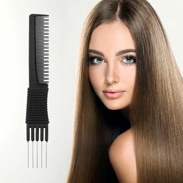 Alt view image 2 of 6 - 3 Pack Carbon Lift Teasing Combs with Metal Prong, Hair Pick Comb for Women Hair Styling(Black)