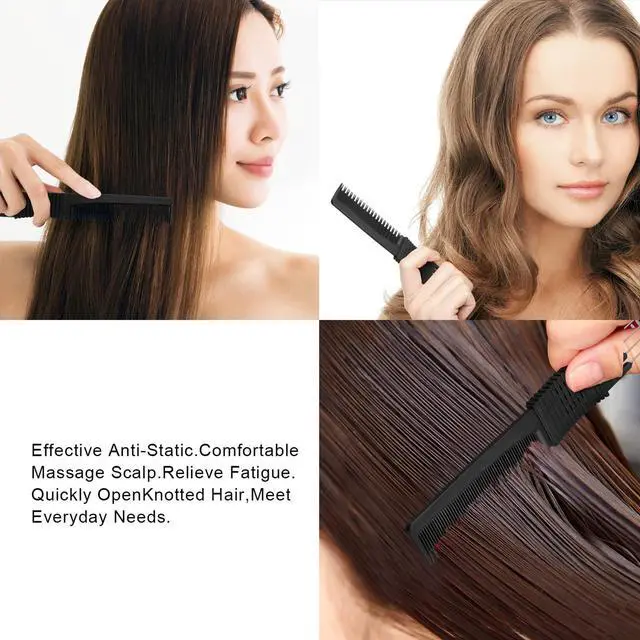 Alt view image 6 of 6 - 3 Pack Carbon Lift Teasing Combs with Metal Prong, Hair Pick Comb for Women Hair Styling(Black)