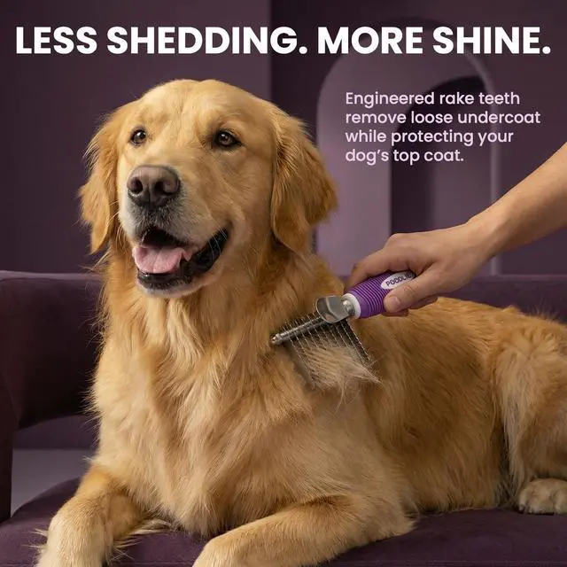Alt view image 4 of 7 - Dematting Fur Rake Comb Brush for Dogs and Cats - Long 2.5" Steel Safety Blades Metal Comb for Detangling Matted or Knotted Undercoat Hair