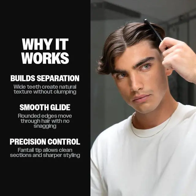 Alt view image 2 of 6 - Texture Comb for Men and Women, Wide Tooth Hair Styling Comb
