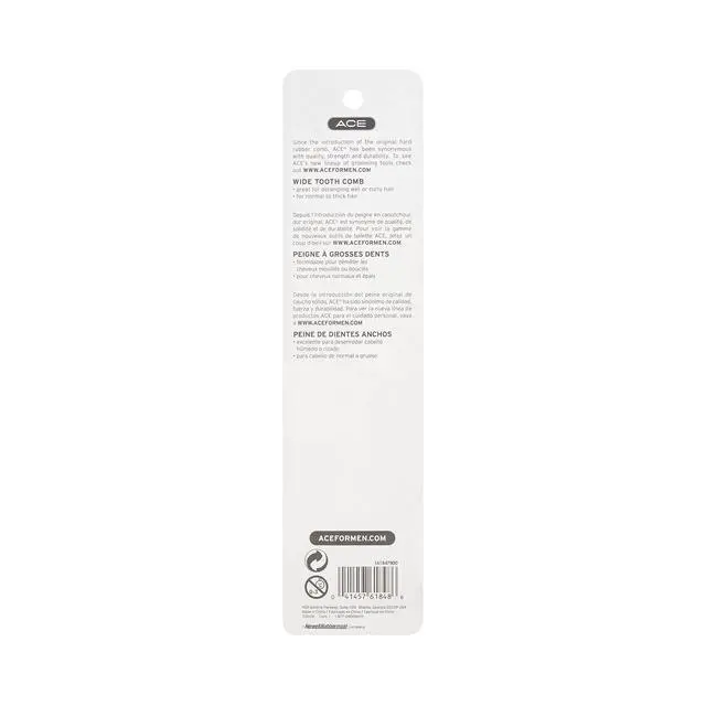 Alt view image 2 of 2 - Ace Bi-function Comb, Coarse Teeth & Regular Teeth, Black, 1CT