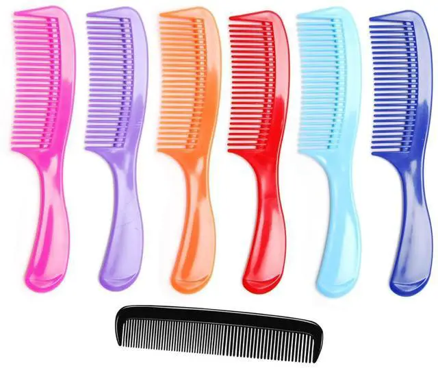 Main image of (6 Pack) 8" Colorful Dressing Comb Dresser Comb Round Handle Comb Hair Combs and (1 Pack) 5" Favorict Pocket Comb (A)