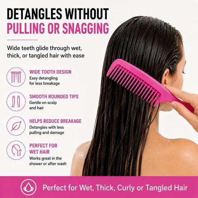 Alt view image 4 of 7 - (6 Pack) 8" Colorful Dressing Comb Dresser Comb Round Handle Comb Hair Combs and (1 Pack) 5" Favorict Pocket Comb (A)