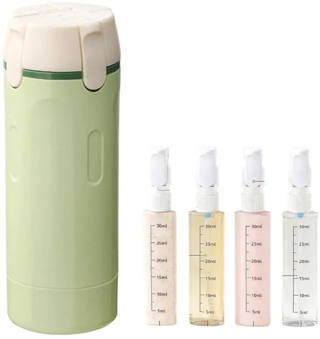 Main image of 4-in-1 Detachable Travel Dispenser Bottles Set Foldable Pump Leak-Proof, Carry-On Compliant 30ml/1OZ Refillable Containers for Shampoo Lotion Body Wash with Protective Case