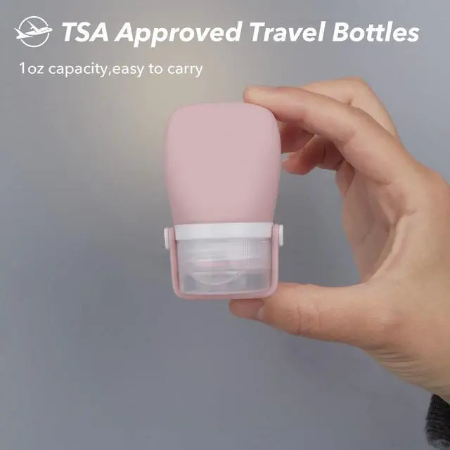 Alt view image 5 of 6 - 1oz Travel Bottles for Toiletries, Silicone Leak-Proof TSA Approved Travel Size Containers (4-Pack) - Reusable Refillable Bottles for Shampoo, Body Wash, Lotion