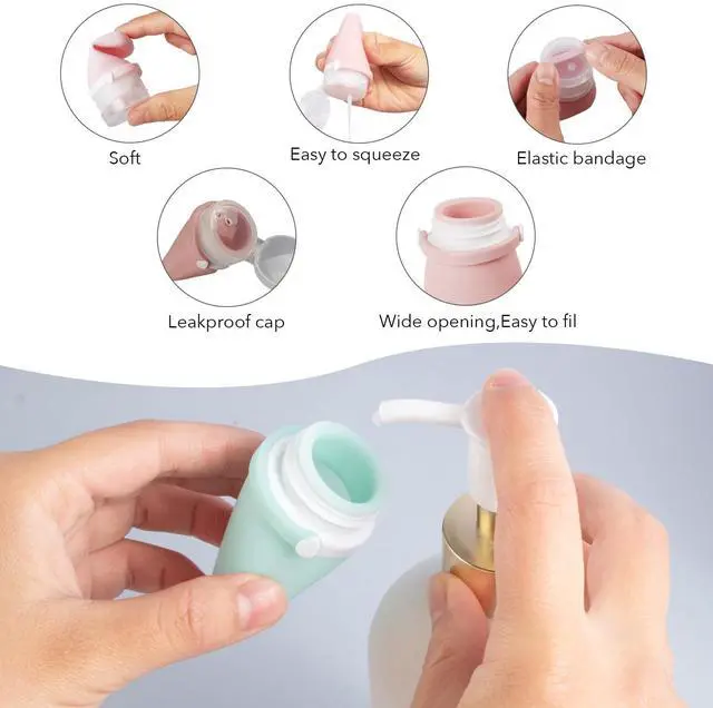 Alt view image 4 of 6 - 1oz Travel Bottles for Toiletries, Silicone Leak-Proof TSA Approved Travel Size Containers (4-Pack) - Reusable Refillable Bottles for Shampoo, Body Wash, Lotion