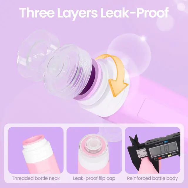 Alt view image 3 of 7 - 17 Pack Travel Bottles for Toiletries, Tsa Approved 3oz Travel Size Containers, Leak Proof Travel Size Toiletries Bottles Silicone, BPA Free Refillable Shampoo Conditioners Kit, Purple