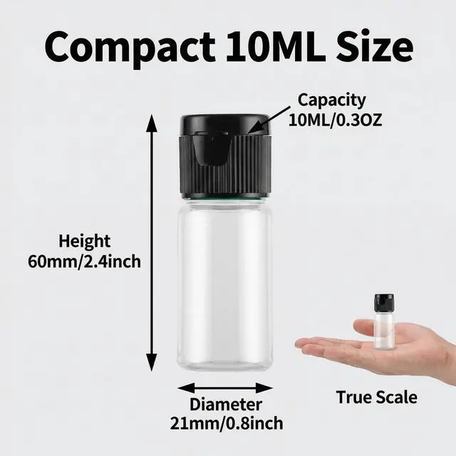 Alt view image 4 of 7 - 12 Pack Plastic Travel Bottle with Flip Lid Empty Container Jar for Sample Emollient Shower Gel Emulsion Cosmetic Water size 10ML/0.3OZ