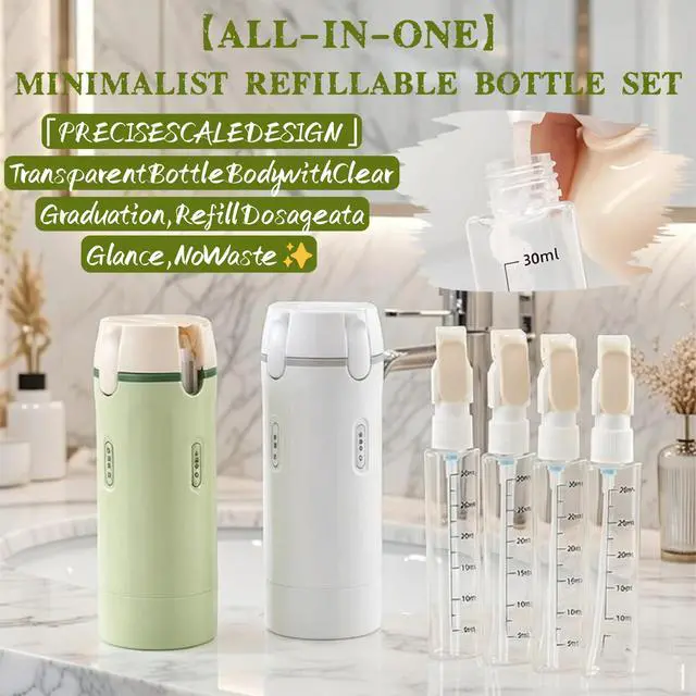 Alt view image 2 of 6 - 4-in-1 Travel Dispenser Bottles, 4-Pack 1 oz Refillable Toiletry Set