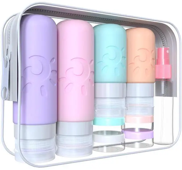 Main image of 18 Pack travel Bottles for Toiletries, TSA Approved Silicone Travel Containers Leak Proof Refillable Travel Accessories for Shampoo Conditioner Lotion Body Wash(Multicolored C)