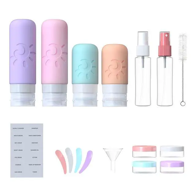 Alt view image 2 of 5 - 18 Pack travel Bottles for Toiletries, TSA Approved Silicone Travel Containers Leak Proof Refillable Travel Accessories for Shampoo Conditioner Lotion Body Wash(Multicolored C)