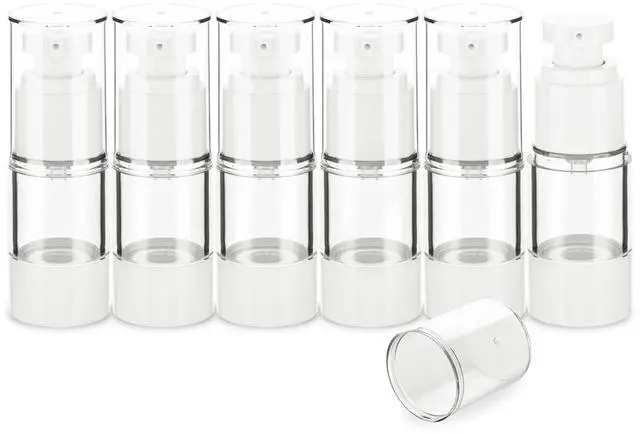 Main image of 0.5OZ/15ML Clear Airless Pump Bottles, Lotion Dispenser Travel with Pump, Vacuum Plastic Travel Size Lotion Bottle for Foundation, Creams, Cosmetic(6 Pack)
