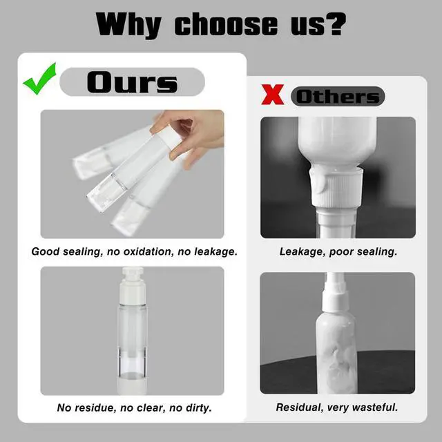 Alt view image 3 of 7 - 0.5OZ/15ML Clear Airless Pump Bottles, Lotion Dispenser Travel with Pump, Vacuum Plastic Travel Size Lotion Bottle for Foundation, Creams, Cosmetic(6 Pack)