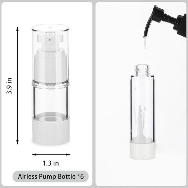 Alt view image 2 of 7 - 0.5OZ/15ML Clear Airless Pump Bottles, Lotion Dispenser Travel with Pump, Vacuum Plastic Travel Size Lotion Bottle for Foundation, Creams, Cosmetic(6 Pack)
