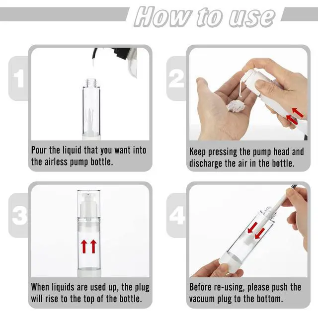 Alt view image 4 of 7 - 0.5OZ/15ML Clear Airless Pump Bottles, Lotion Dispenser Travel with Pump, Vacuum Plastic Travel Size Lotion Bottle for Foundation, Creams, Cosmetic(6 Pack)