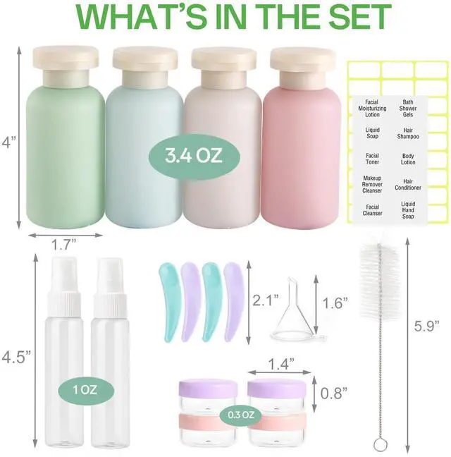 Alt view image 2 of 7 - 18 Pack Travel Bottles for Toiletries Leak Proof