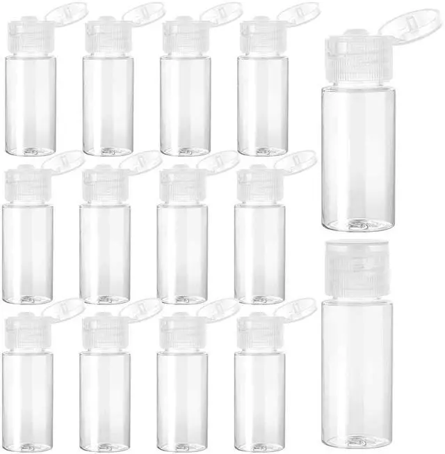 Main image of Travel Size Make up Sample Containers, 12 Clear Plastic Mini Travel Bottles, 1/2 Oz, Leak Proof, User-Friendly, Versatile Usage for Travel Liquid Toiletries