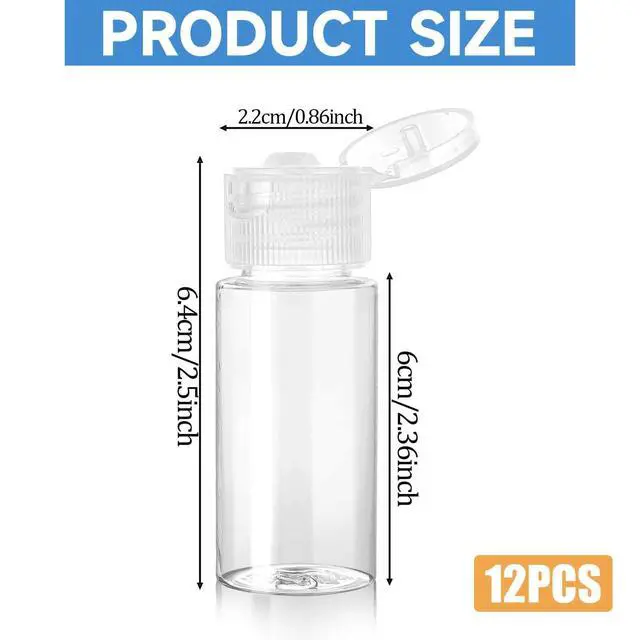 Alt view image 2 of 7 - Travel Size Make up Sample Containers, 12 Clear Plastic Mini Travel Bottles, 1/2 Oz, Leak Proof, User-Friendly, Versatile Usage for Travel Liquid Toiletries