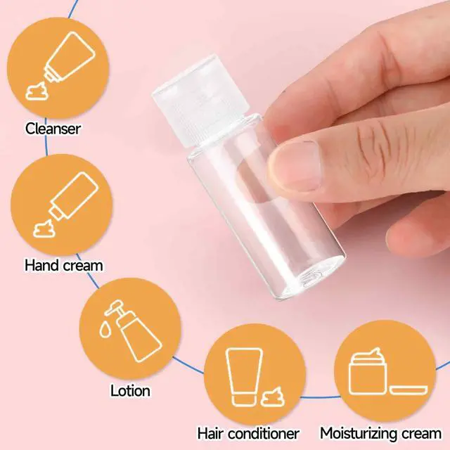 Alt view image 5 of 7 - Travel Size Make up Sample Containers, 12 Clear Plastic Mini Travel Bottles, 1/2 Oz, Leak Proof, User-Friendly, Versatile Usage for Travel Liquid Toiletries