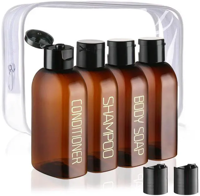 Main image of 4 Pack 3.4 oz Preprinted Travel Bottles for Toiletries
