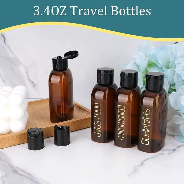 Alt view image 3 of 6 - 4 Pack 3.4 oz Preprinted Travel Bottles for Toiletries