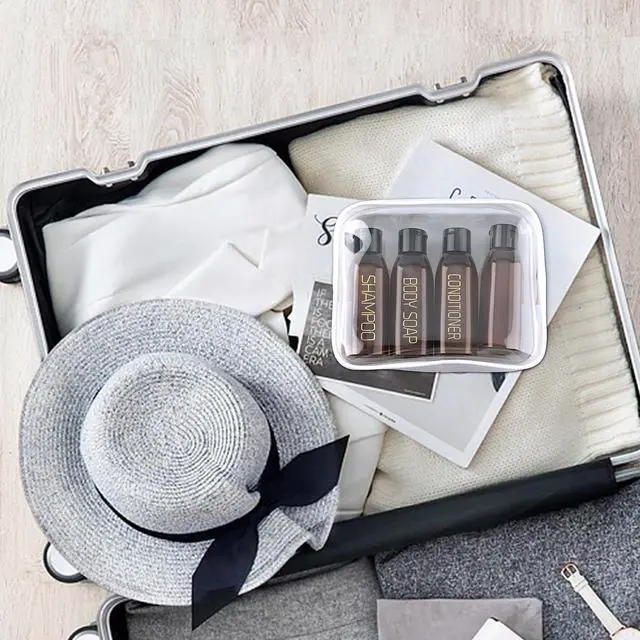 Alt view image 6 of 6 - 4 Pack 3.4 oz Preprinted Travel Bottles for Toiletries