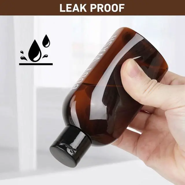 Alt view image 4 of 7 - Travel Kit - 10 Pcs Travel Bottles for Toiletries, TSA Approved, Leak Proof Plastic Small Cream Jars & Refillable Spray Bottle for Shampoo, Conditioner (Brown)