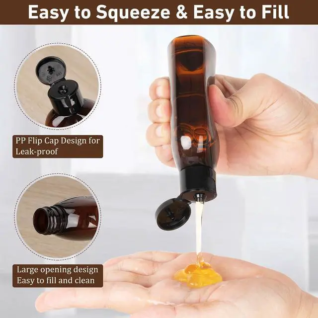Alt view image 3 of 7 - Travel Kit - 10 Pcs Travel Bottles for Toiletries, TSA Approved, Leak Proof Plastic Small Cream Jars & Refillable Spray Bottle for Shampoo, Conditioner (Brown)